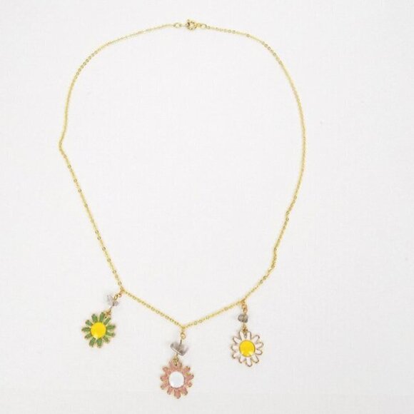 new with box! daisy flower charm necklace dainty layering necklace boho cute - Picture 3 of 4